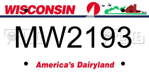 MW2193 Wisconsin License Plate