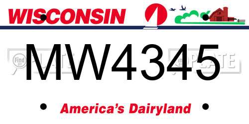 MW4345 Wisconsin License Plate