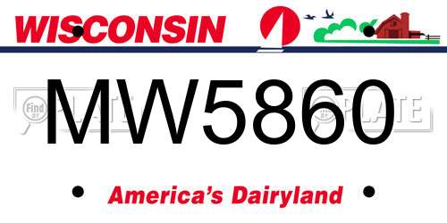 MW5860 Wisconsin License Plate