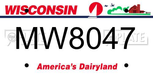 MW8047 Wisconsin License Plate