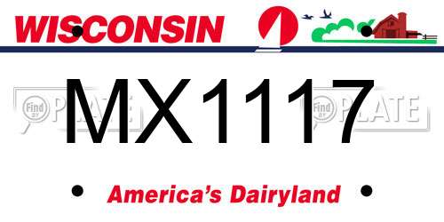MX1117 Wisconsin License Plate