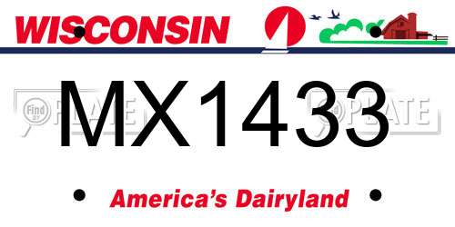 MX1433 Wisconsin License Plate