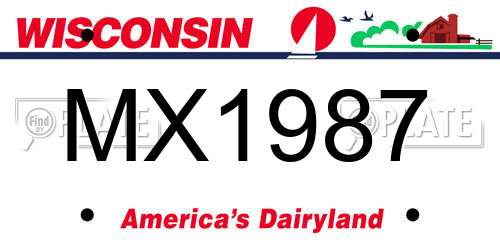 MX1987 Wisconsin License Plate