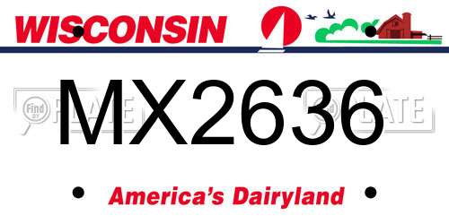 MX2636 Wisconsin License Plate