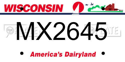 MX2645 Wisconsin License Plate