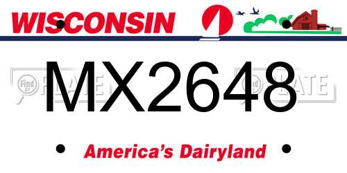 MX2648 Wisconsin License Plate