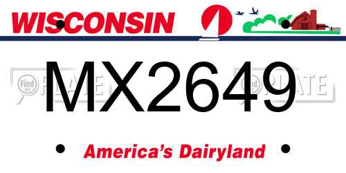 MX2649 Wisconsin License Plate