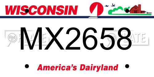 MX2658 Wisconsin License Plate