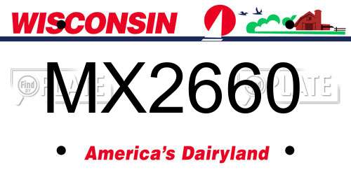 MX2660 Wisconsin License Plate