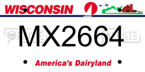 MX2664 Wisconsin License Plate