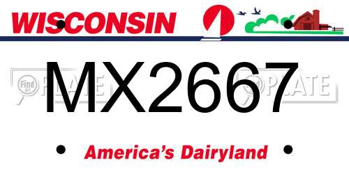 MX2667 Wisconsin License Plate