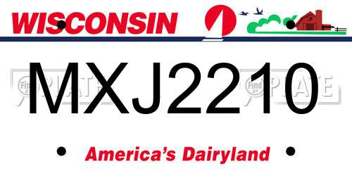 MXJ2210 Wisconsin License Plate