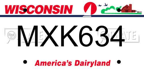 MXK634 Wisconsin License Plate