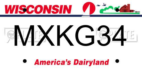 MXKG34 Wisconsin License Plate