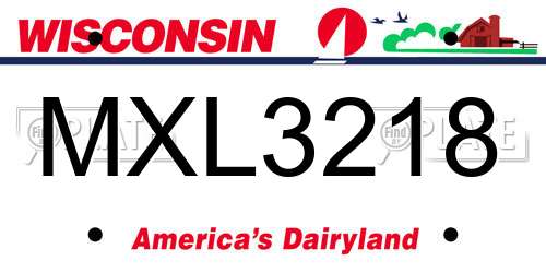 MXL3218 Wisconsin License Plate