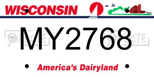 MY2768 Wisconsin License Plate