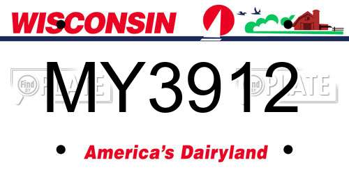 MY3912 Wisconsin License Plate