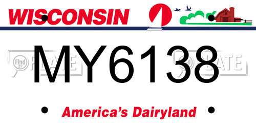 MY6138 Wisconsin License Plate