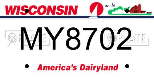 MY8702 Wisconsin License Plate