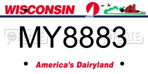 MY8883 Wisconsin License Plate