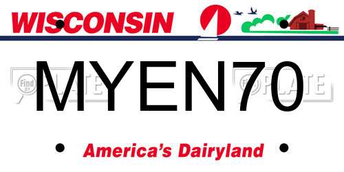 MYEN70 Wisconsin License Plate