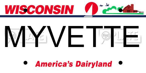 MYVETTE Wisconsin License Plate