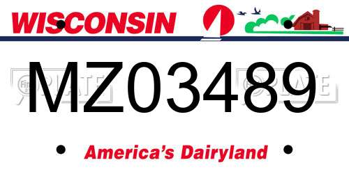 MZ03489 Wisconsin License Plate
