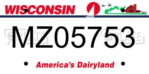 MZ05753 Wisconsin License Plate