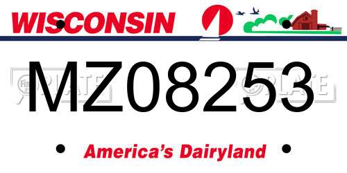 MZ08253 Wisconsin License Plate