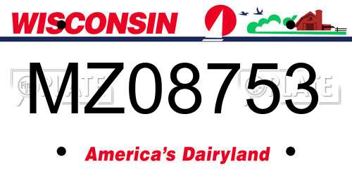 MZ08753 Wisconsin License Plate