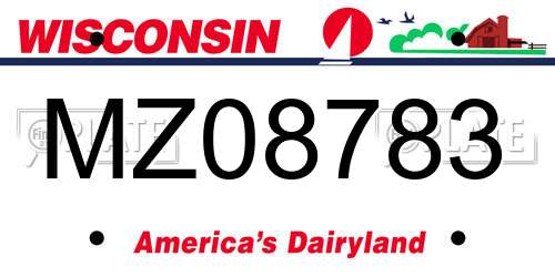 MZ08783 Wisconsin License Plate