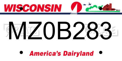 MZ0B283 Wisconsin License Plate