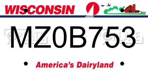 MZ0B753 Wisconsin License Plate