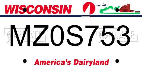 MZ0S753 Wisconsin License Plate