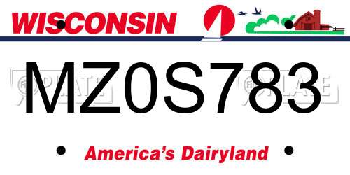 MZ0S783 Wisconsin License Plate