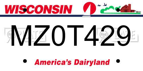 MZ0T429 Wisconsin License Plate