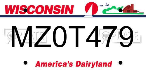 MZ0T479 Wisconsin License Plate