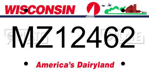 MZ12462 Wisconsin License Plate