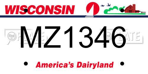 MZ1346 Wisconsin License Plate