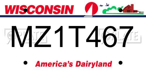 MZ1T467 Wisconsin License Plate