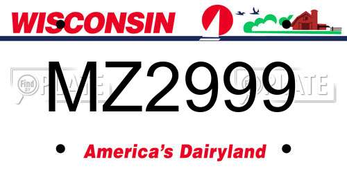 MZ2999 Wisconsin License Plate