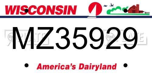 MZ35929 Wisconsin License Plate