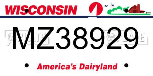 MZ38929 Wisconsin License Plate