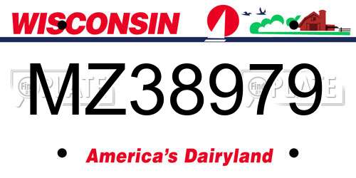 MZ38979 Wisconsin License Plate