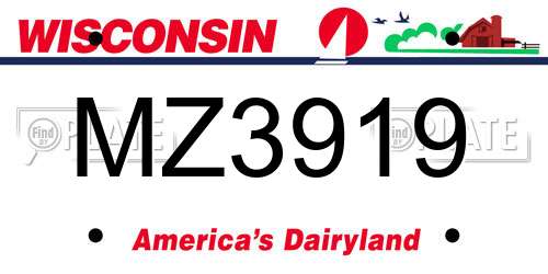 MZ3919 Wisconsin License Plate