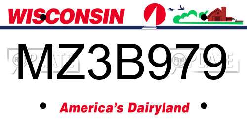 MZ3B979 Wisconsin License Plate