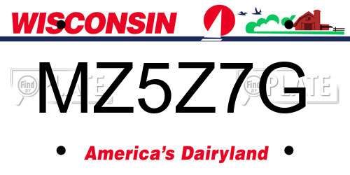 MZ5Z7G Wisconsin License Plate
