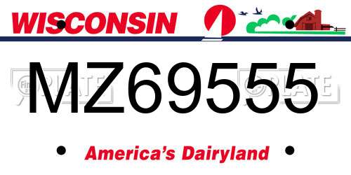 MZ69555 Wisconsin License Plate