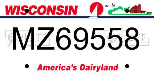MZ69558 Wisconsin License Plate