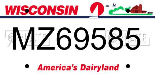 MZ69585 Wisconsin License Plate